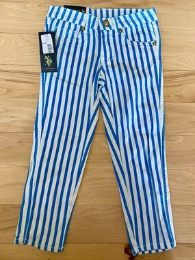 NWT US Polo Assn Girls Blue and White Stripe Jeans 5T